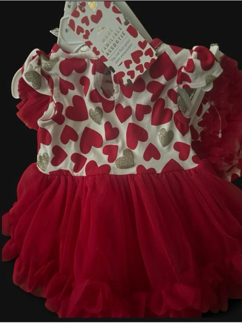 Girls Red Heart Print Tutu Dress - Cute Kids Matching Set